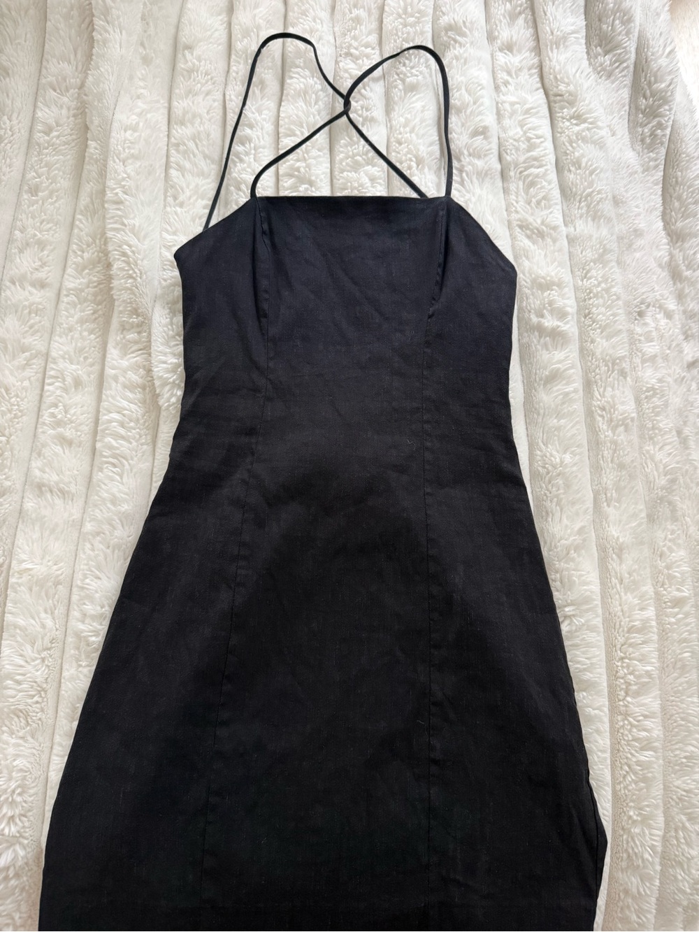 Zara Black Mini Dress with Crisscross Spaghetti Straps